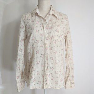 100% cotton, American Eagle, Size 12, white floral button down